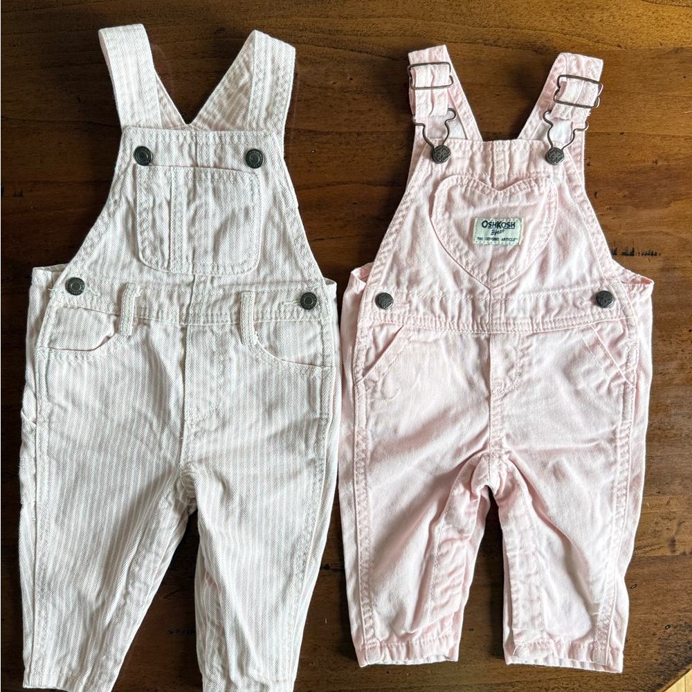 Light Pink and White Striped Overalls